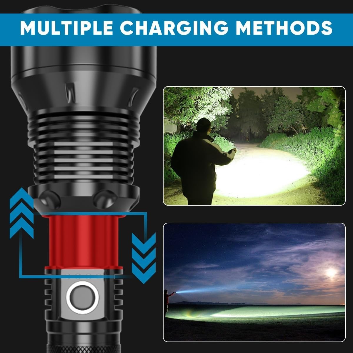 35000000LM Super Bright Powerful LED Flashlight Torch P90 Rechargeable Zoomable