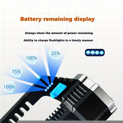 7 LED Flashlight COB Torch Rechargeable Side Light USB Charging 4 Modes Waterproof Work Light