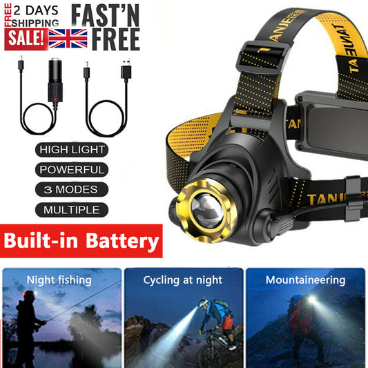 LED Headlamp Rechargeable Head Torch Zoom Headlight Lamp Powerful Flashlight Fishling Driving Camping Light With 3 Modes Work Light