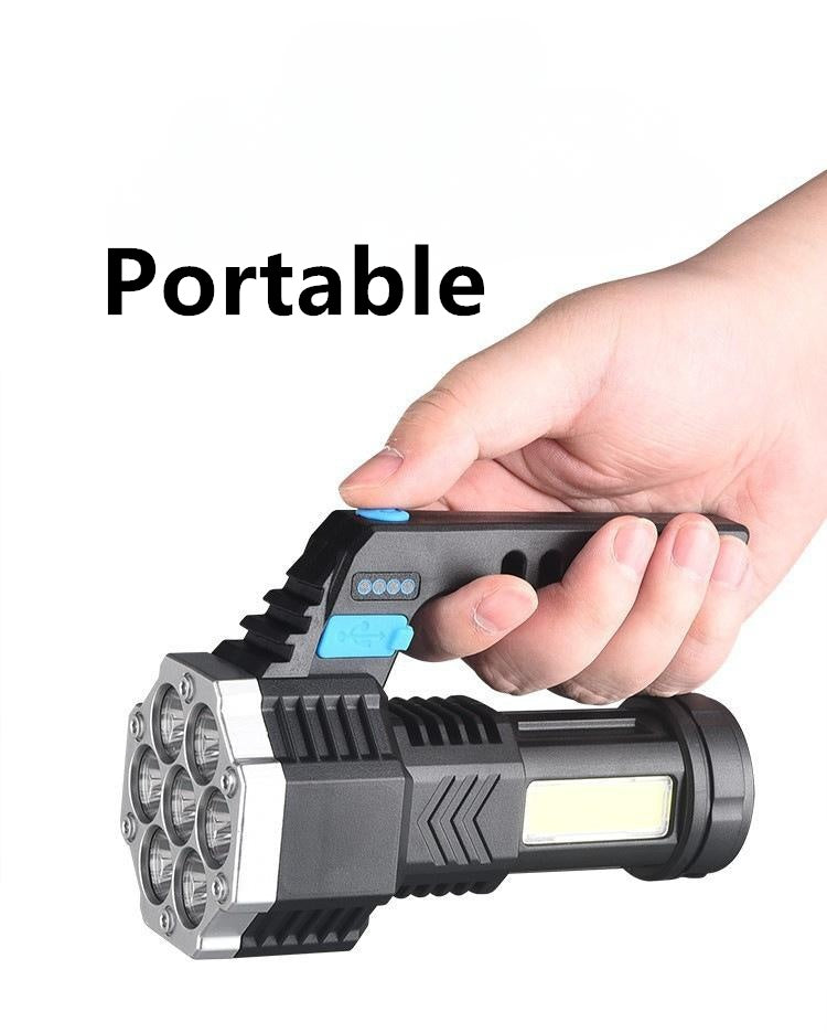 7 LED Flashlight COB Torch Rechargeable Side Light USB Charging 4 Modes Waterproof Work Light